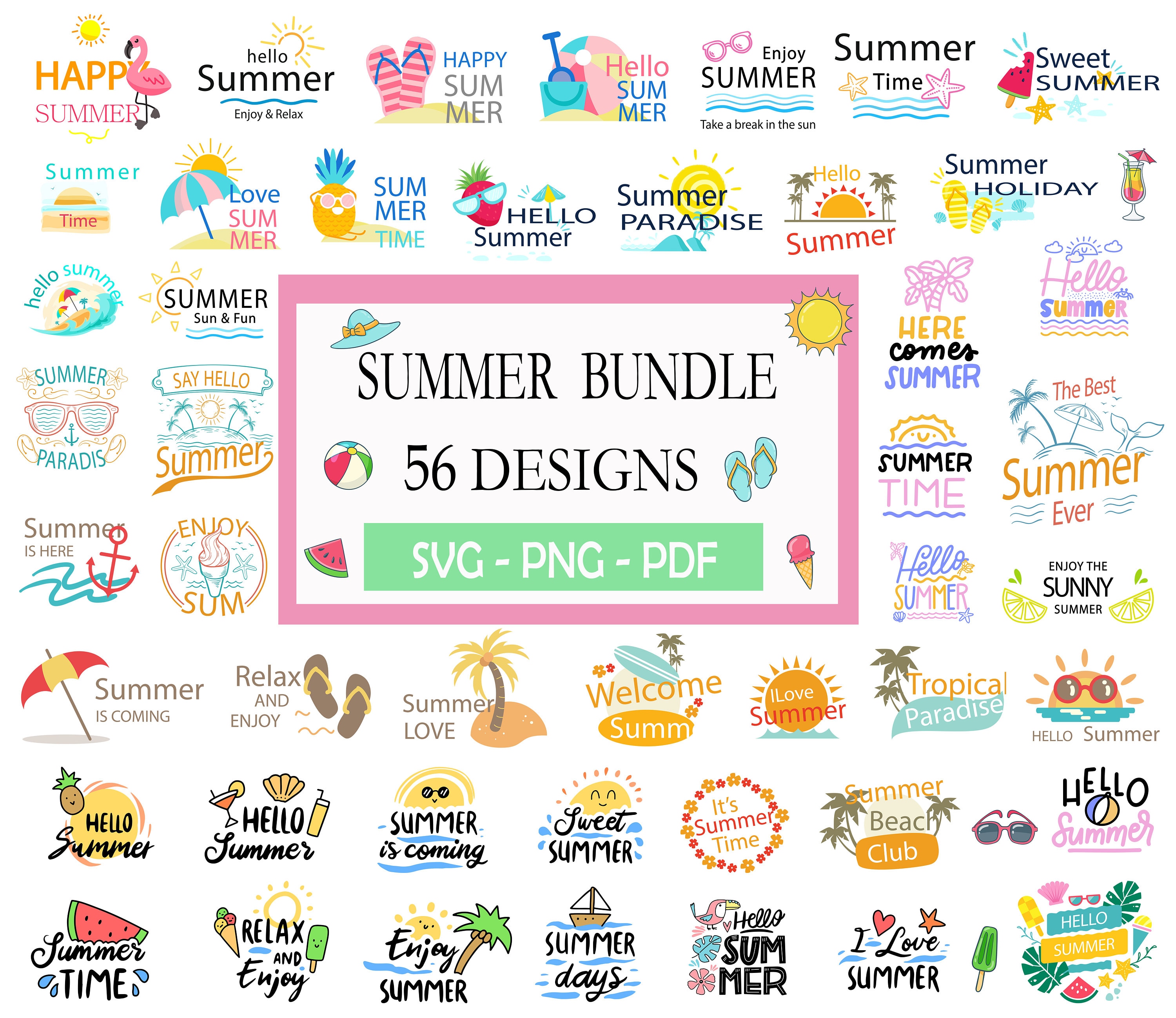 Summer Bundle SVG, Beach Svg, Summertime Svg,funny Beach Quotes Svg ...