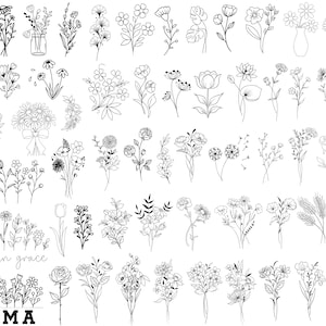 Wildflowers svg, minimalist bouquet svg, botanical svg ,field plants svg,Floral Svg, Birth flower,Flower Bouquet,flower,flowers,tattoo,SVG