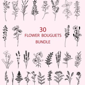 30 Wildflower Svg Bundle | Flower svg | Floral svg Bundle | wildflower svg | Floral svg | Botanical svg | Flower clipart | svg files cricut