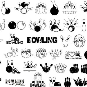 Bowling Team SVG Bundle: Monogram Frame, Ball & Pins (SVG/PNG)