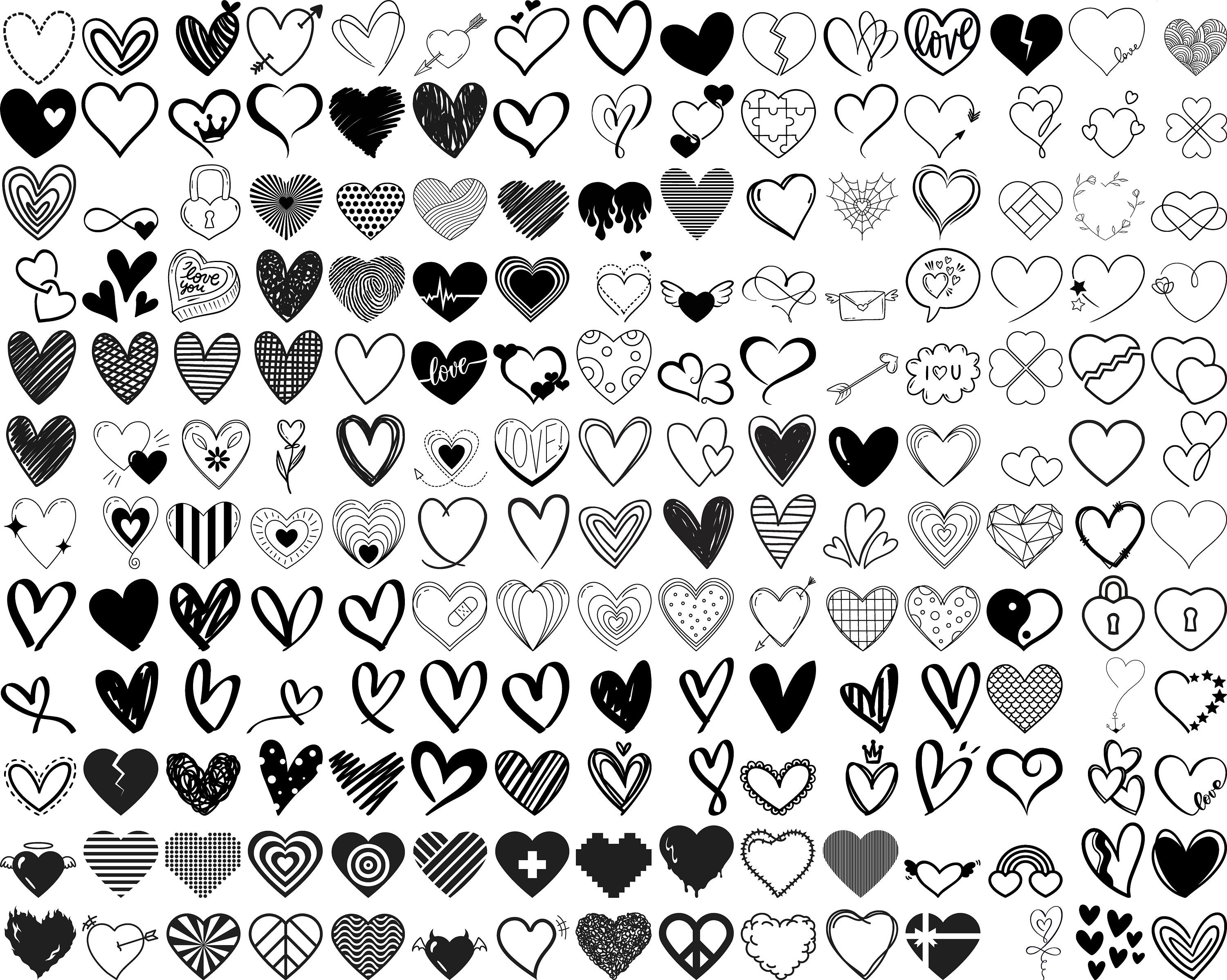 450 Heart Doodle SVG Bundle: Love, Valentine, Cricut Cut Files - Etsy