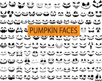 Halloween Pumpkin Face SVG Bundle: Cricut Cut Files (PNG)