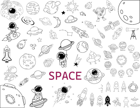 Outer Space SVG Clipart: Planets, Astronauts, Rockets (PNG)