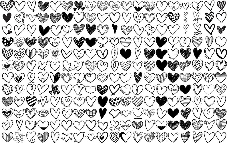450 Heart Doodle SVG Bundle: Love, Valentine, Cricut Cut Files - Etsy