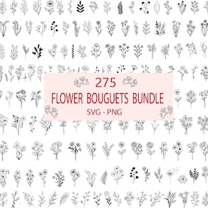 275 Blumenstrauß-Svg-Bundle, Blumenstrauß-Svg-Bundle, Blumen-Svg, Wildblumen-Svg-Bundle, Blumensträuße, Hochzeits-Svg, Botanische Clipart, Blumen-Svg-Bundle