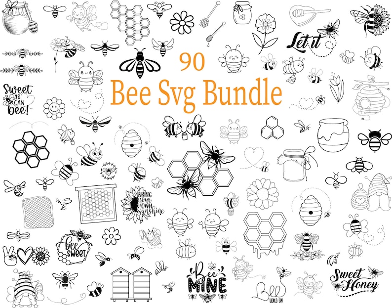 Bee SVG Bundle: Honeycomb & Queen Bee Clipart (PNG) - Etsy