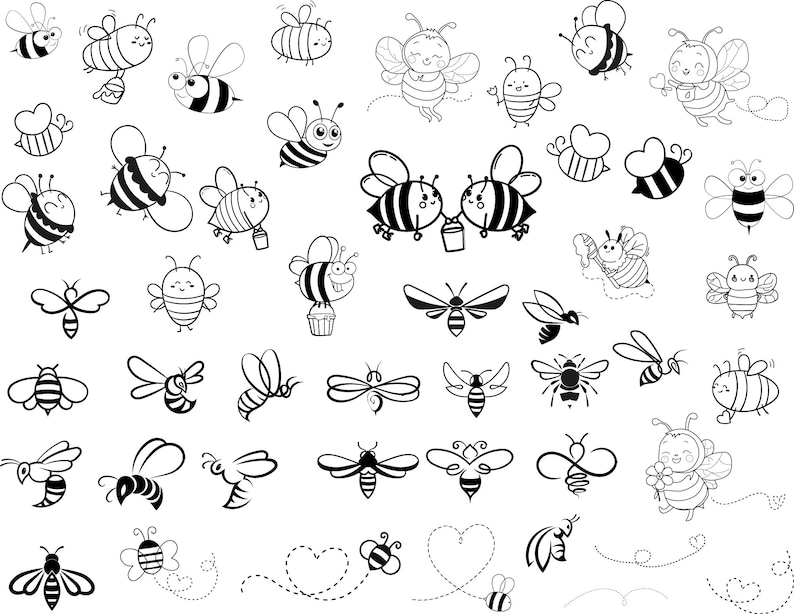Bee SVG Bundle: Honeycomb & Queen Bee Clipart (PNG) - Etsy