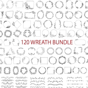 120 krans svg-bundel, cirkel svg-bundel, bloemenkrans svg, hart lauwerkrans svg, bruiloft krans svg, krans monogram svg cirkelframe