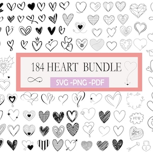 HEART Bundel SVG, HEART Doodle Svg, Heart Svg Cut Files For Cricut, Heart Clipart, Hand Drawn Heart Svg