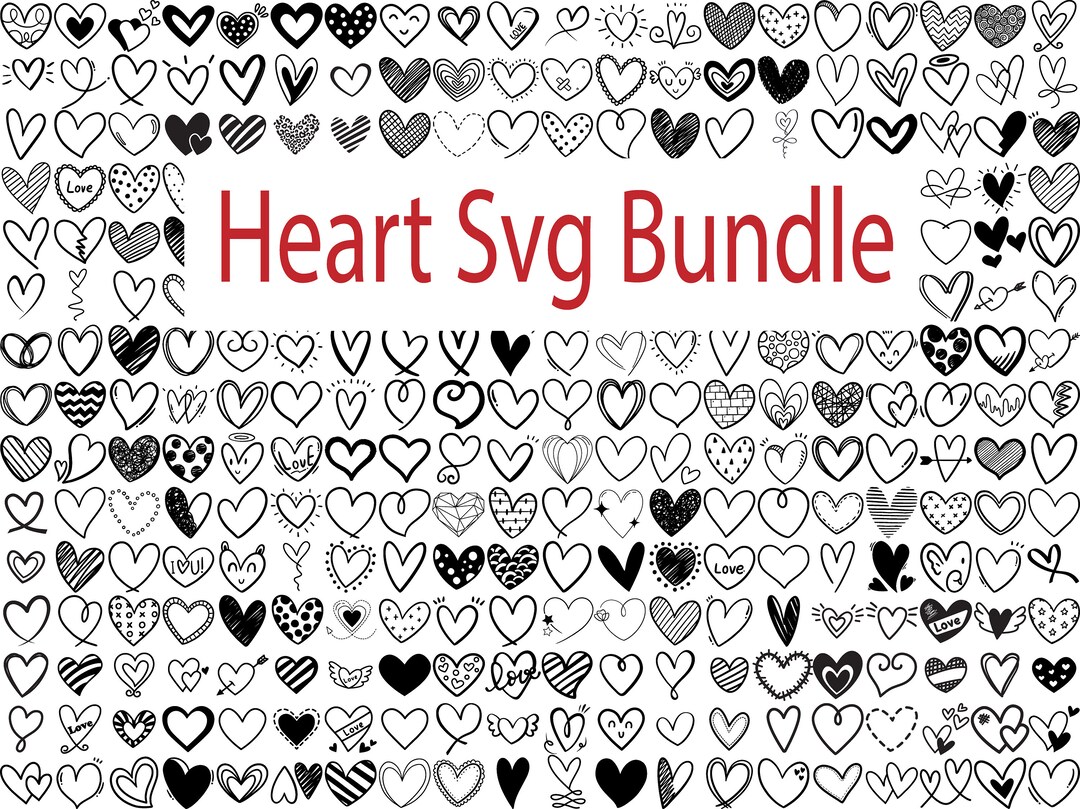 450 Heart Doodle SVG Bundle: Love, Valentine, Cricut Cut Files - Etsy