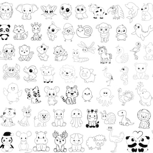 サファリ動物 SVG、かわいい動物 SVG、農場の動物 SVG、動物のクリップアート、保育園 SVG、野生の花、愛、動物バンドル SVG、動物の手描き SVG