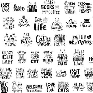 Paquete SVG de citas de gatos, Citas de gatos SVG, Mamá de piel svg, Papá gato svg, Camisa de gato Svg, Impresiones de patas SVG, Amante de los gatos svg, Archivo de corte Cricut, Silueta
