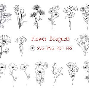 50 Blumenstrauß svg Bundle, Blumenstrauß svg, Blumen svg, Blumenstrauß svg, Blumenstrauß svg, Hochzeitssvg, Botanischesclipart, Geburtstagsmonatssvg-Bundle