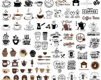 Coffee SVG Bundle: Funny Coffee Sayings, Mug Designs (Cut Files)