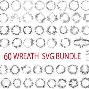Wreath svg bundle, circle svg bundle, floral wreath svg, heart laurel wreath svg, wedding wreath svg, wreath monogram svg circle frame
