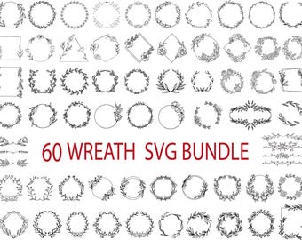 Wreath svg bundle, circle svg bundle, floral wreath svg, heart laurel wreath svg, wedding wreath svg, wreath monogram svg circle frame