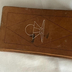 Antique French 1948 prayer book or a missel, with a tan leather cover