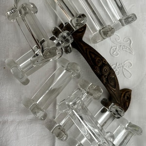 Set of 10 vintage French crystal knife rests
