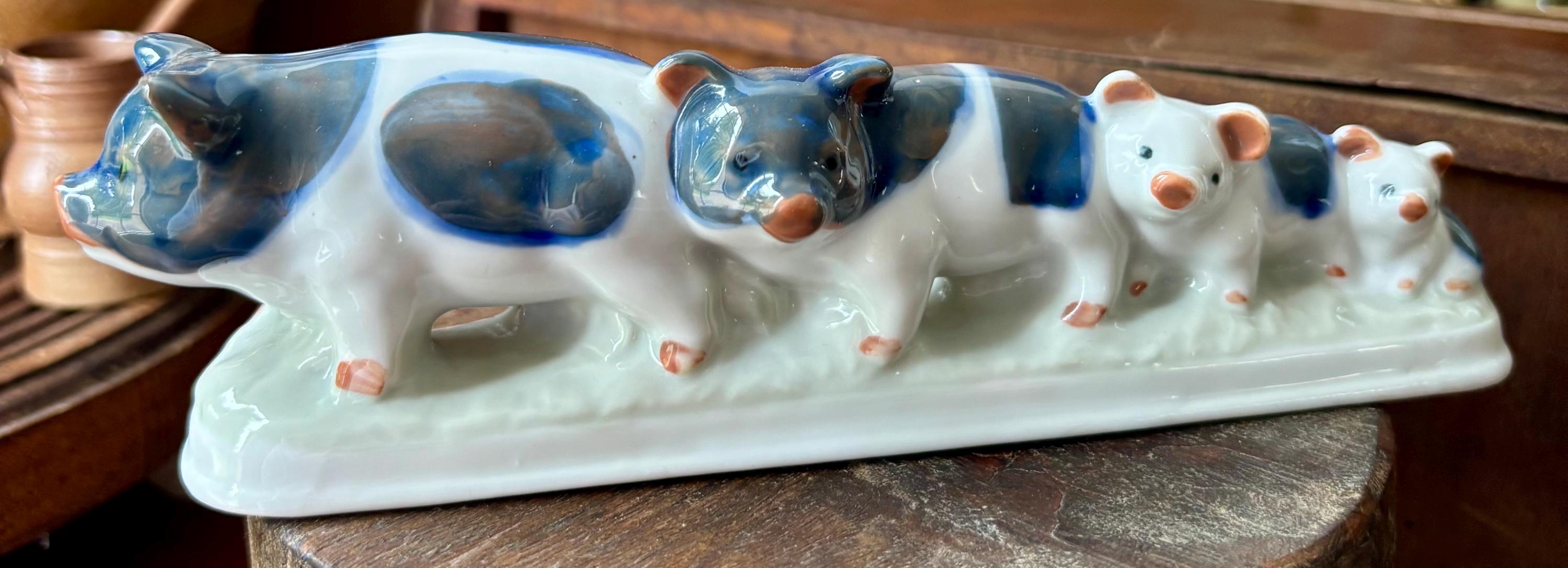 Vintage John Jenkins Blue and White Porcelain Pig Family - Etsy