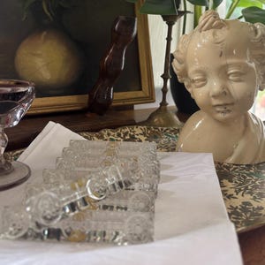 Set of 7 vintage French crystal knife rests
