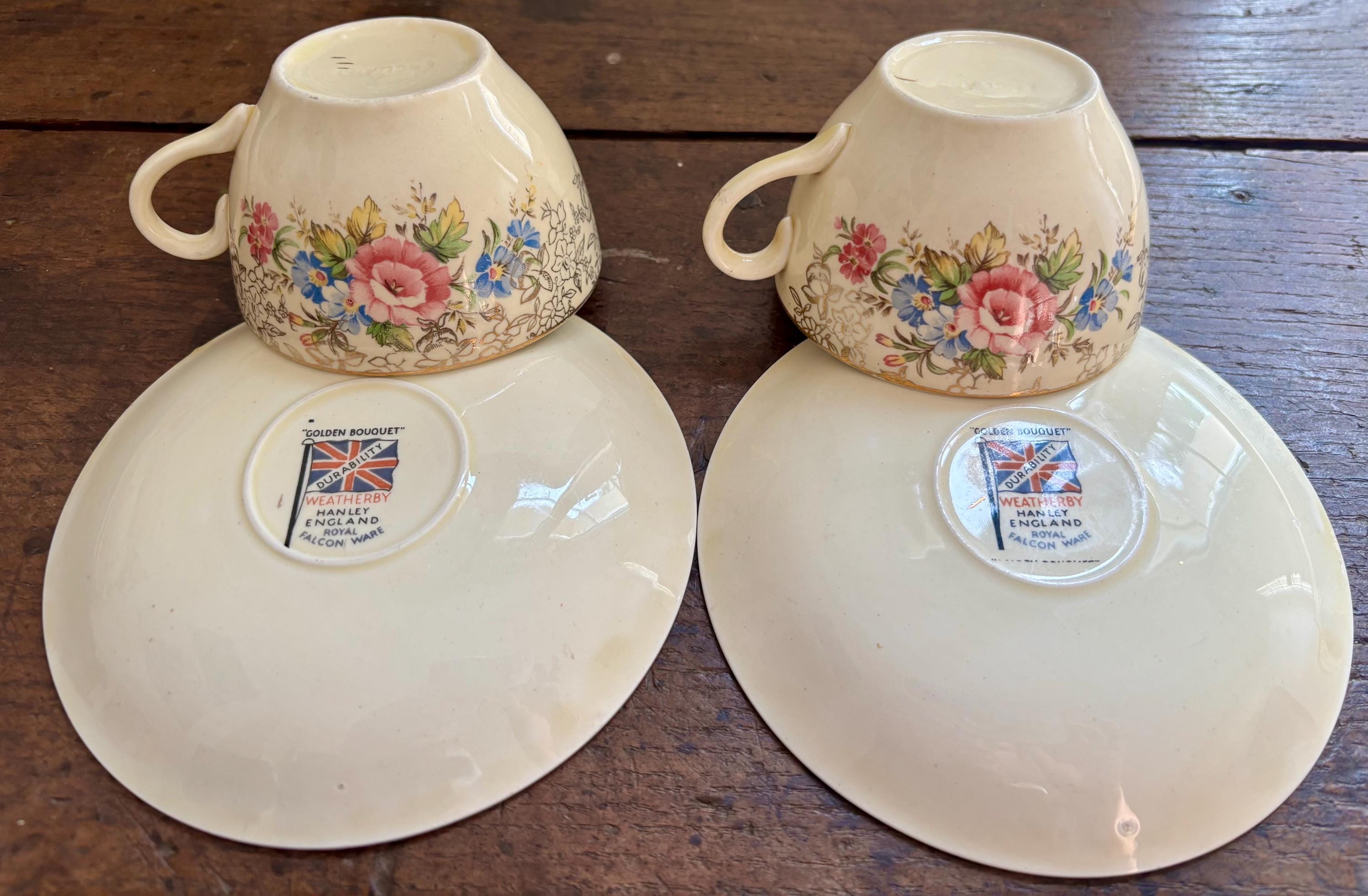 A Gorgeous Vintage Weatherby Hanley England Royal Falcon Ware Tea