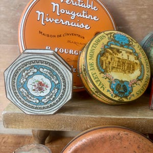 Vintage selection ten French keepsake decorative tins -boxes