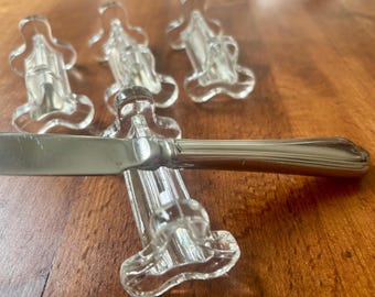 Set of four vintage French crystal triangular knife rests