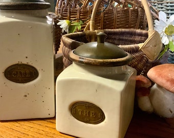 Vintage French ceramic storage jars ‘Cafe et The’