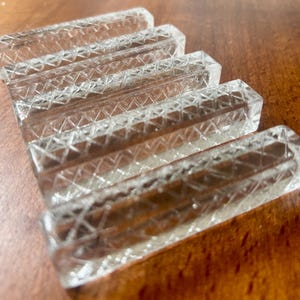 Set of 5 vintage French crystal triangular etched knife rests