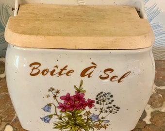 Französischer Vintage-Salztopf aus Keramik