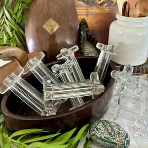 A set of 12 vintage French lead crystal knife rests
