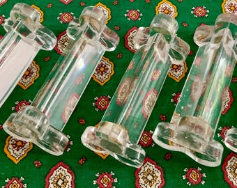 Set of 10 vintage French crystal knife rests