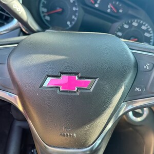 Pink Steering Wheel Bowtie Overlay Chevy Traverse 2014-2025 Precut Decal