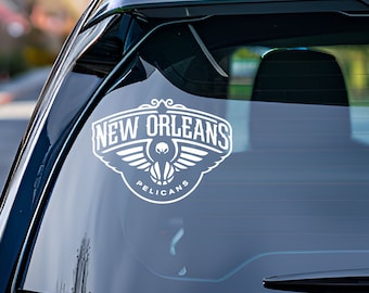 Naklejka winylowa New Orleans, naklejka na szybę samochodu Pelicans, naklejka na okno Pelicans, naklejka na koszykówkę Orleans