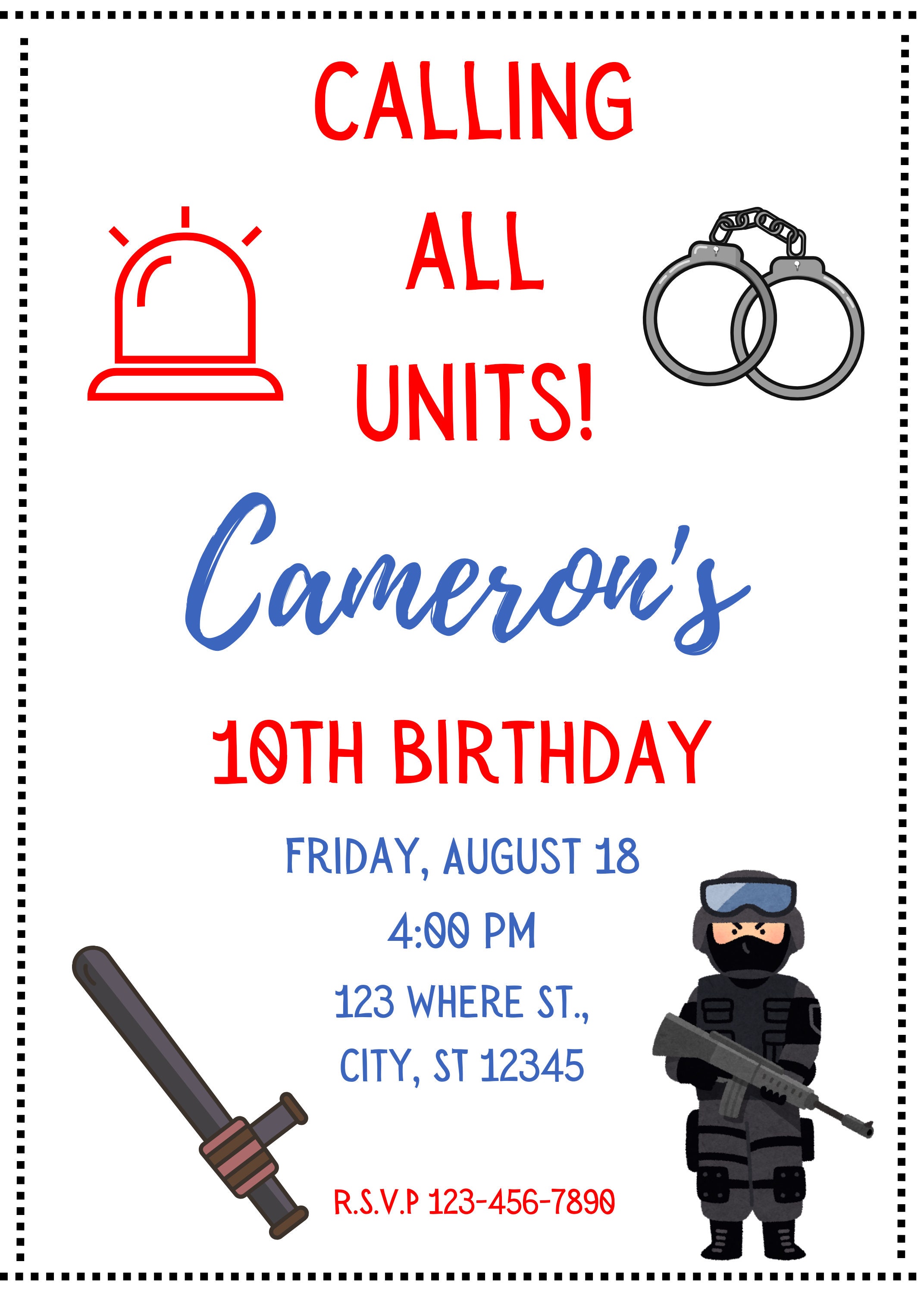 SWAT Birthday Party - Etsy