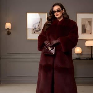 Women's Cropped Faux Fur Jacket GRAN ORIENTE Women Burgundy Shaggy