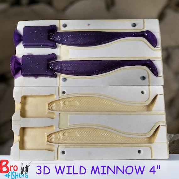 Fishing Lures Mold for Soft Plastic DIY Bait 4 3D Wild Minnow Bass