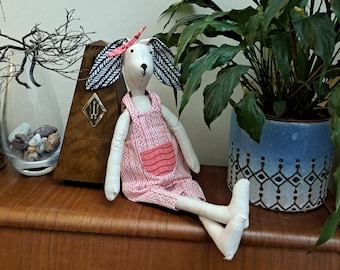 Rabbit Bliss: 15-inch Handmade Fabric Gift of Nature for Her Heartwarming Rabbit Tribute Handcrafted "15" Fabric Humble Toys, Joy Doll