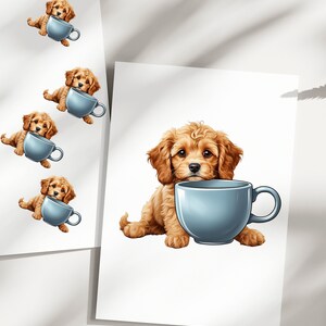 Cavapoo-valp med tom mugg Clipart