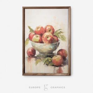 Apple Abundance - Apple Still Life Vintage Oil Painting Artwork, Farmhouse Wall Decor, Living Room Art, Canvasprint, Fruit Painting