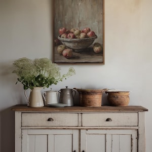Apple Array - Apple Still Life Vintage Oil Painting Artwork, Farmhouse Decor, Living Room Wall Art, Fruit Painting, Canvasprint