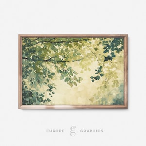 Verdant Canopy - Tree Landscape Vintage Oil Painting, Forest Artwork, Nature Canvasprint Art, Living Room Wall Art, Rustic Farmhouse Decor