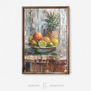 Delizia di agrumi - Fruttiera vintage, dipinto a olio, regalo di inaugurazione della casa, arredamento rustico, decorazione da parete per soggiorno, natura morta di frutta, tela