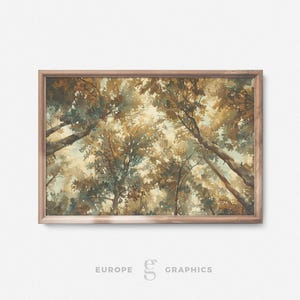 Treetop Canopy - Tree Landscape Vintage Oil Painting, Forest Artwork, Nature Canvasprint Art, Living Room Wall Art, Rustic Farmhouse Decor