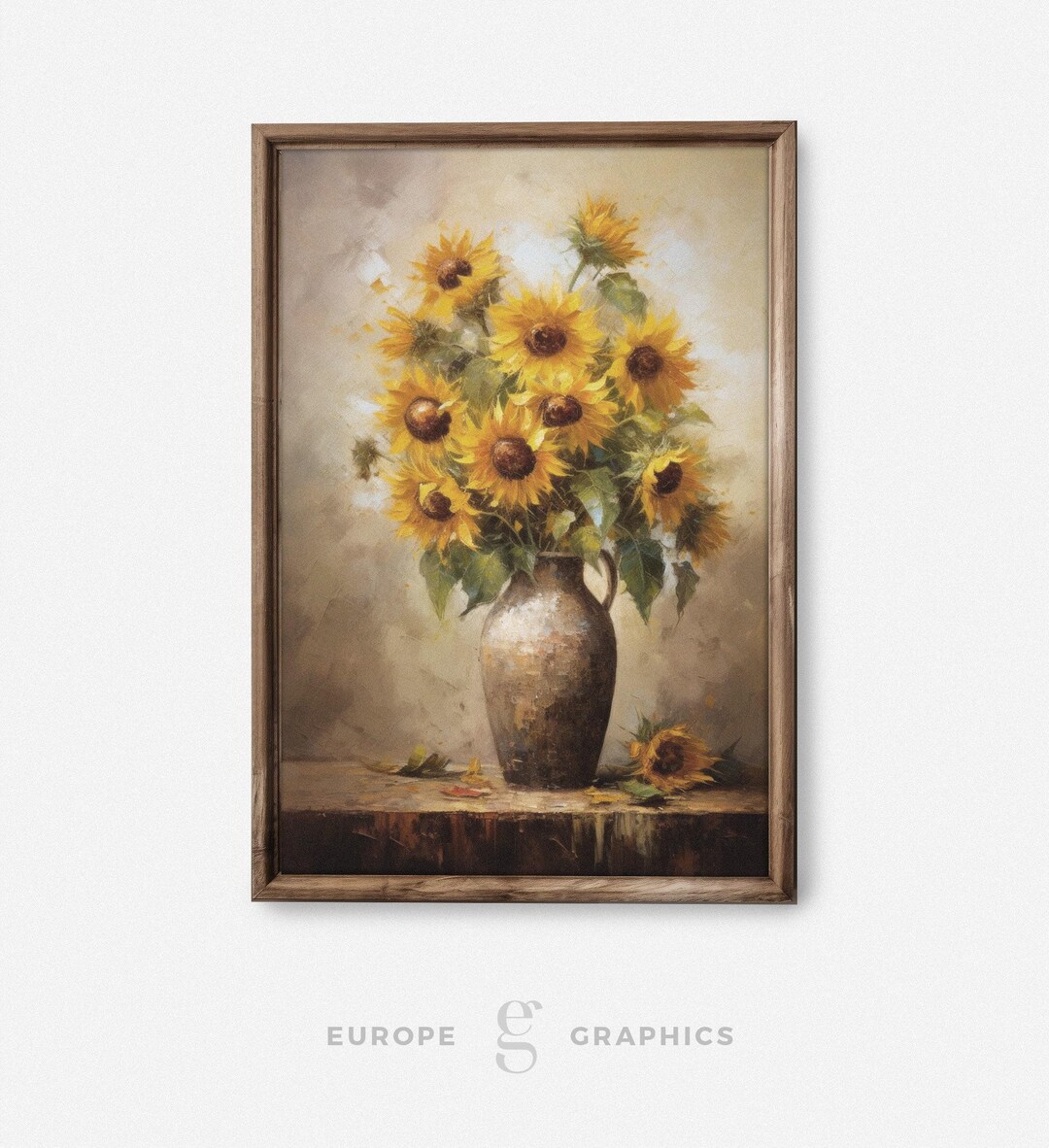Bouquet of Sunflowers in a Vase Vintage Oil Painting, Sunflower ...