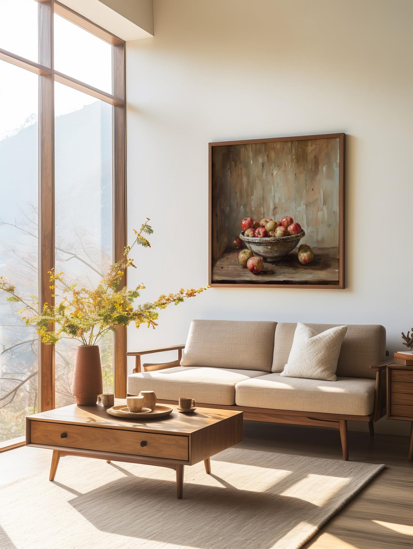 Apple Array - Apple Still Life Vintage Oil Painting Artwork, Farmhouse ...