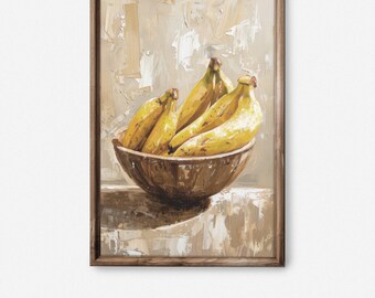 バナナ #3 油絵 - フレームなしのオリジナルバナナアート - フレンチ
