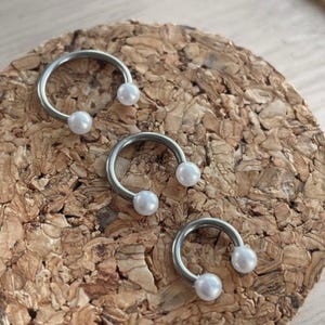 Lot de 3 anneaux de perles, anneau ouvert de perles, anneau 16G, haltère circulaire, anneau de septum nasal, anneau de fer à cheval, anneau de daith, anneau de tragus, anneau de cartilage