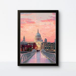 Cattedrale di St Paul, Londra - Poster del tramonto sul Millennium Bridge