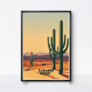 Sonoran Desert Poster Arizona Wall Art Desert Wall Art Saguaro Cactus Print US Southwest Nature Landscape Travel Poster
